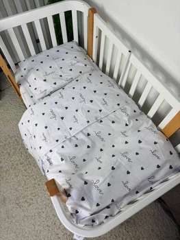 Постельный набор в детскую кроватку 120Х60 см 3 предмета Love серый
