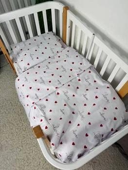 Постельный набор в детскую кроватку 120Х60 см 3 предмета Love красный
