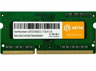 Оперативна пам'ять SO-DIMM 4GB ATRIA DDR3L 1600 MHz (UAT31600CL11SLK1/4)