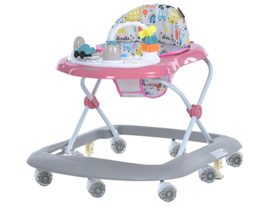 Ходунки дитячі ME 1215 SIMPLY Pink зі світловими ефектами, музика, 8 шт колес, стопор Рожеві