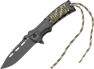 Ніж складаний Mil-Tec 15318410 з камуфляжним шнуром з паракорду та кресалом (4046872393679)
