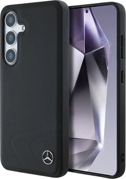 Etui plecki Mercedes Leather Horizontal Debossed Curves MagSafe do Samsung Galaxy S25 Black (3666339424008)