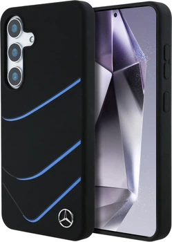 Etui plecki Mercedes Silicone Contrasted Curves MagSafe do Samsung Galaxy S25 Black (3666339424183)