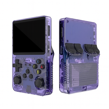 R36S Портативная ретро-гральная приставка - 3.5" дисплей, 3500 мАч, USB, NES/SNES/GBA/PS1 игры (фиолетовая)