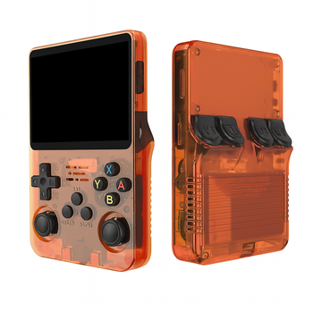 R36S Портативная ретро-гральная приставка - 3.5" дисплей, 3500 мАч, USB, NES/SNES/GBA/PS1 игры (оранжевая)