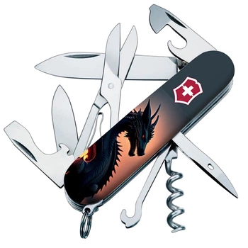 Ніж складаний, мультитул Victorinox Climber Zodiac (91мм, 14 функцій), захід. дракон 1.3703.3.Z3270p