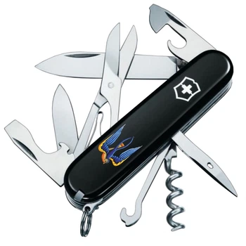 Ніж складаний, мультитул Victorinox Climber Ukraine (91мм, 14 функцій), чорний, ластівка 1.3703.3_T1230u