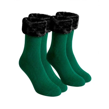 Шкарпетки з флісом Зелений набір з 2 пар (one size)