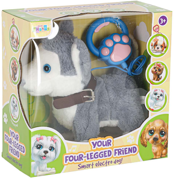 Interaktywny piesek KIK szczeka, chodzi, rusza ogonem na smyczy Husky (5903039767843)