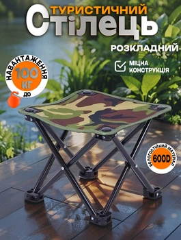 Туристический складной стул Quest 28х32×32 см табуретка для пикника, кемпинга, рыбалки Камуфляж