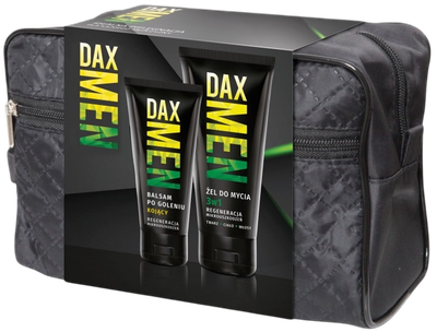 Набір косметики для догляду Dax Men гель для вмивання обличчя тіла та волосся 3в1 180 мл + заспокійливий бальзам після гоління 100 мл + косметичка (3660732662197)