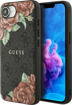 Панель Guess 4G Flowers Print with MagSafe для Apple iPhone 16e Black (GUHMPSE4P4ROPEMCK)