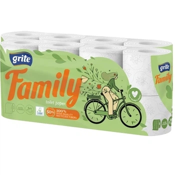 Туалетний папір тришаровий Grite Family 16 рулонів 18,75 м 145 відривів