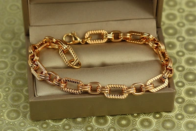 Браслет Xuping Jewelry овальні гранчасті ланки 20 см 7 мм золотистий