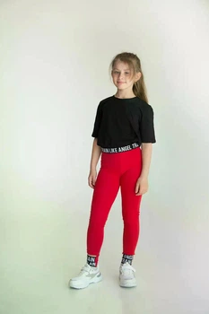 Крутые лосины для девочки, трикотажные, SmileTime Choice, красные, размер 134