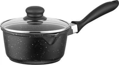 Ковш ARDESTO Gemini Anzio со стеклянной крышкой алюминий черный 1.2 л 16 см (AR2412GES)