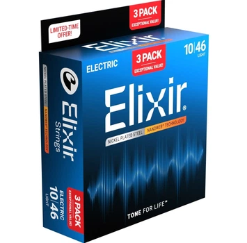 Струны для электрогитары Elixir 3 Pack 16567 Nanoweb Nickel Plated Steel Light 10/46