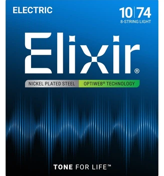 Струны для электрогитары Elixir 19062 Optiweb Nickel Plated Steel 8-String Light 10/74