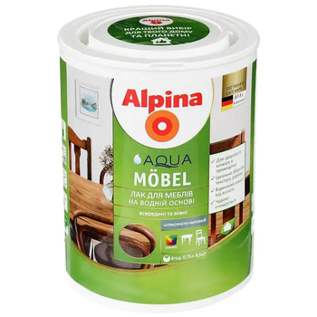 Лак універсальний акрилатний шовковисто-матовий Alpina Aqua Mobel Прозорий 0.75л