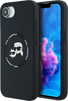 Панель Karl Lagerfeld Silicone Karl & Choupette Heads Ring with MagSafe для Apple iPhone 16e Black (KLHMPSE4SKCHTCK)