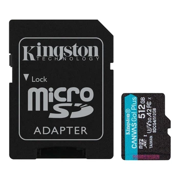 Картка пам'яті MicroSDXC 512 GB UHS-I/U3 Class 10 Kingston Canvas Go! Plus R200/W160MB/s + SD-адаптер 34296