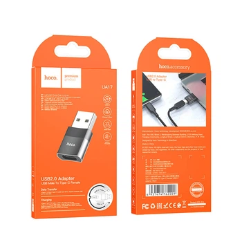 Перехідник Hoco UA17 USB Type-C female USB2.0 adapter Колір Чорний