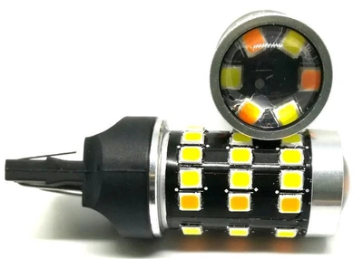 Светодиодная лампа Autoexpect 48SMD 2835 обманка с функцией поворота цоколь 7443 T20 W21/5W W3x16q Двухцветная Белая Желтая 12V (74300)