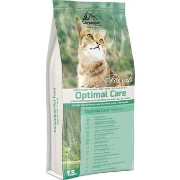 Сухой корм для взрослых кошек Carpathian Pet Food Optimal Care с курицей и морским окунем, 1,5 кг
