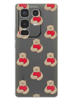 Прозрачный силиконовый чехол iSwag для Infinix Note 50 4G с рисунком - Влюбленные медведи (ISIN504-49)
