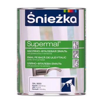 Емаль масляно-фталева Sniezka Supermal білий глянець (RAL 9003) 0,8 л
