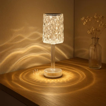 Лампа світлодіодна настільна акрилова Crystal Table Lamp, акумуляторний декоративний LED світильник з сенсорним керуванням і USB-зарядкою для дому, спальні, вітальні, тумби, CTLW-25