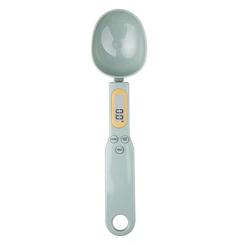 Мерная ложка-весы до 500г для кухни Kitchen Scale, LCD дисплей, батарейка Серо-зеленая