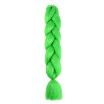 Канекалон Jumbo Braid однотонный зеленый светлый коса длинна 60 см Вес 100 грам Термостойкий А26