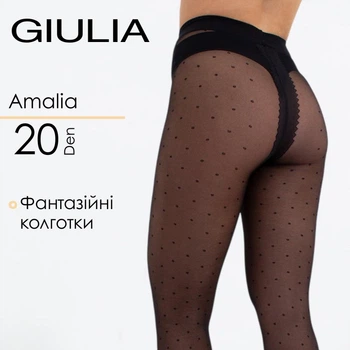 Женские колготки в горошек Giulia AMALIA 20 (1) 4 Black-nero, тонкі колготки, еластичні, модні колготи