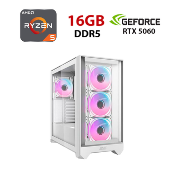 Игровой ПК Ice Dominator Pro G2302W Tower / AMD Ryzen 5 8400F (6 (12) ядер по 4.2 - 4.7 GHz) / 16 GB DDR5 / 480 GB SSD / nVidia GeForce RTX 5060, 8 GB GDDR7, 128-bit