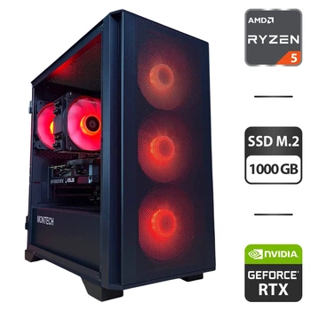 Сборка под заказ: игровой ПК Montech Air 100 ARGB Black Tower / AMD Ryzen 5 7500F (6 (12) ядер по 3.7 - 5.0 GHz) / 32 GB DDR5 / 1000 GB SSD M.2 / nVidia GeForce RTX 5060, 8 GB GDDR7, 128-bit / 650W