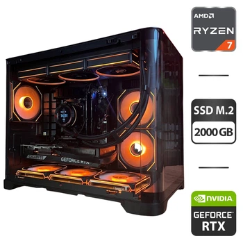 Сборка под заказ: игровой ПК GameMax Hype-M Black Tower / AMD Ryzen 7 7700 (8 (16) ядер по 3.8 - 5.3 GHz) / 32 GB DDR5 / 2000 GB SSD M.2 / nVidia GeForce RTX 5070, 12 GB GDDR7, 192-bit / 750W