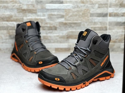 Спортивні шкіряні черевики, кросівки на хутрі Salomon Winter Grey 44