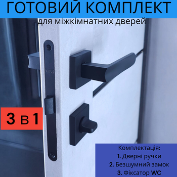 Комплект дверной ручки для межкомнатных дверей на розетке с замком и защёлкой TRION LIBERA AL-74 АВ Бронза