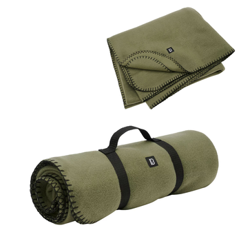 Флисовое одеяло Brandit Olive, тёплое туристическое плед-одеяло 130 × 170 см для кемпинга и отдыха KT7003601
