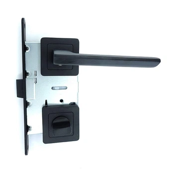 Ручка и замок для дверей в ванную комнату TRION DECCO 74 AL-AL MB (black)