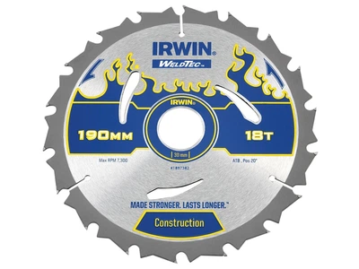 Диск Irwin по дереву Weldtec для ручних циркулярних пилок 190x30 мм. 18T (1897382)