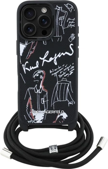 Панель Karl Lagerfeld Crossbody Grained Pattern & Logo для Apple iPhone 16 Pro Black (KLHCP16LPGGRMPCK)