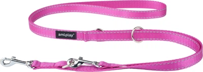 Регульований повідець Amiplay Reflective 6 в 1 L 100 - 200 см Рожевий (5907563218406)