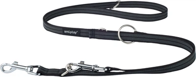 Регульований повідець Amiplay Rubber 6 в 1 L - XL 100 - 200 см Чорний (5907563221772)