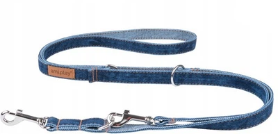 Smycz regulowana Amiplay Denim 6 w 1 M 100 - 200 cm Granatowa (5907563271432)