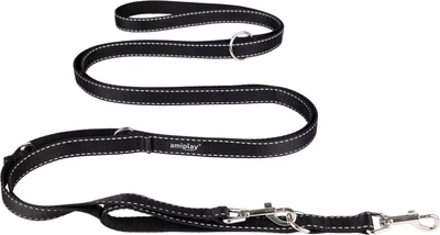 Регульований повідець Amiplay Reflective 8 в 1 L 200 - 400 см Чорний (5907563306219)