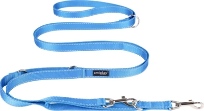 Smycz regulowana Amiplay Reflective 8 w 1 L 200 - 400 cm Niebieska (5907563306233)