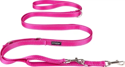 Smycz regulowana Amiplay Reflective 8 w 1 XL 200 - 400 cm Różowa (5907563306288)