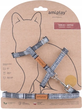 Szelka ze smyczą dla kotów Amiplay London M Szara (5907563274747)